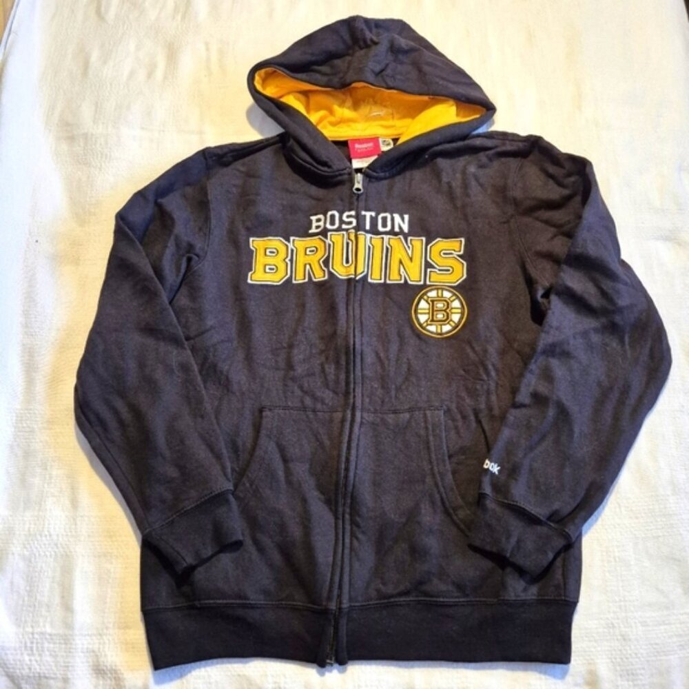Boston Bruins boys size Large or 14/16 full zip up hoodie, 2 front pockets NWOT